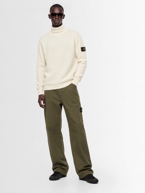 Stone Island: Logo cotton turtle neck sweater