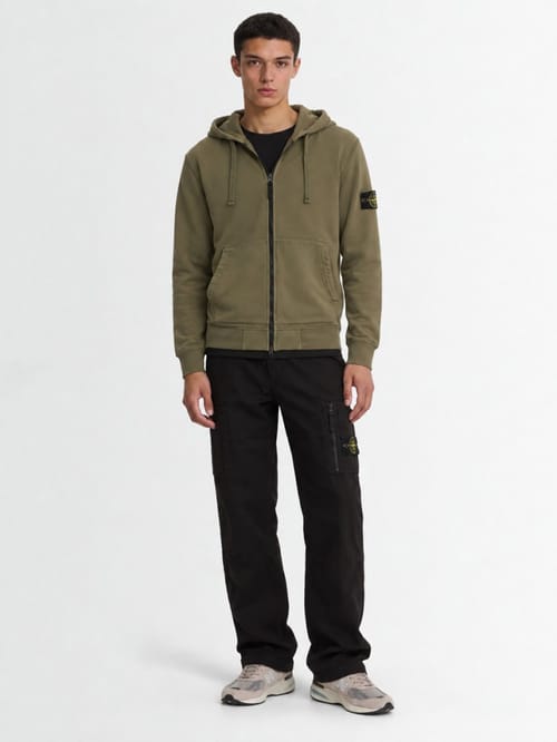 Stone Island: 棉质拉链帽衫