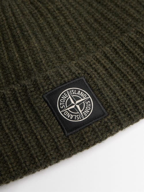 Stone Island: 徽标补丁针织帽