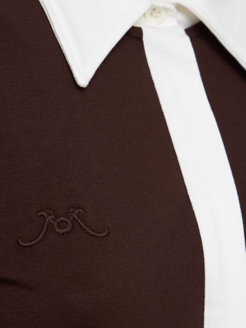 ROWEN ROSE: Abito midi polo in cotone con cintura