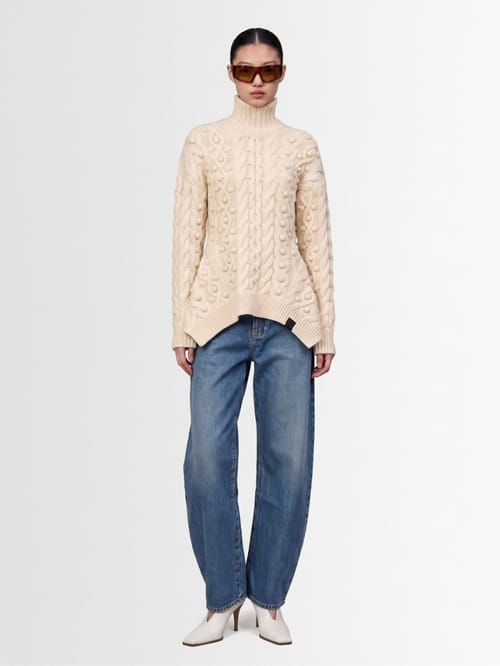 Stella McCartney: Pull peplum en laine à mailles torsadées