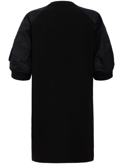 Sacai: 尼龙斜纹布 x 棉质涤纶连衣裙