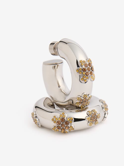 Marni: Crystal flower hoop earrings