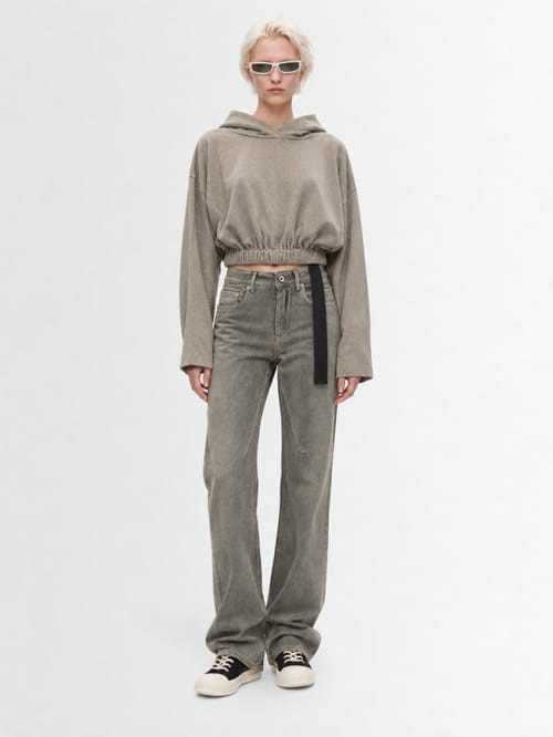 Rick Owens DRKSHDW: Pantaloni in denim - fog