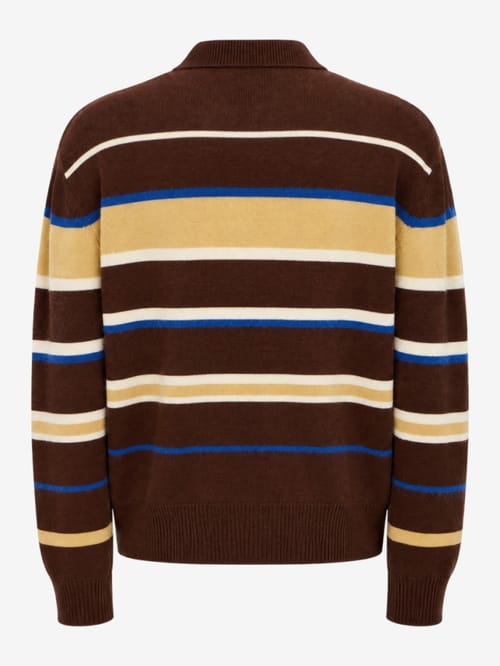 Bluemarble: Striped wool and mohair knit polo