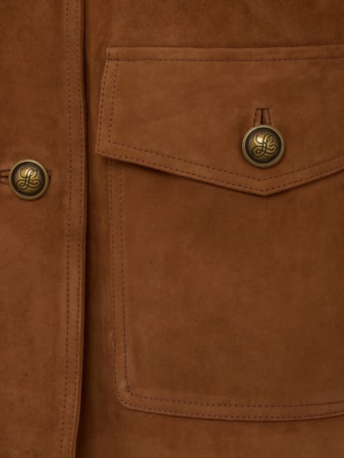 LUISA SPAGNOLI: Caban in suede con bottoni logo