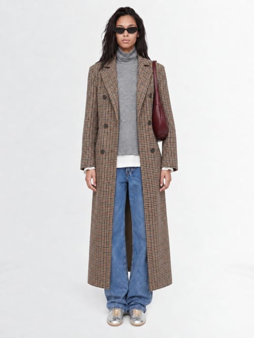 CRUNA: Slim Fit Double-Breasted Long Coat