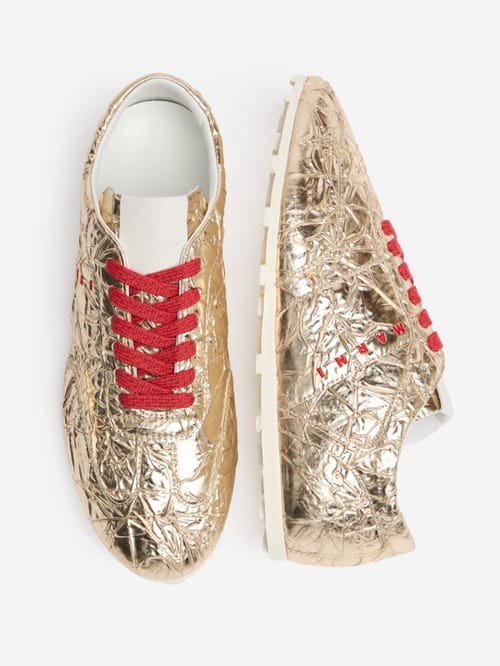 Marni: Crackled 皮革运动鞋