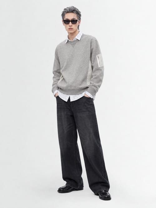 Sacai: Cotton sweatshirt with nylon panels