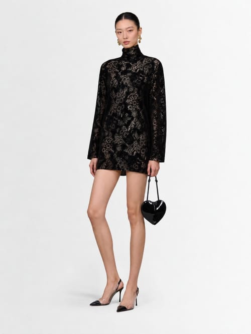 MSGM: Velvet flock lace mini dress