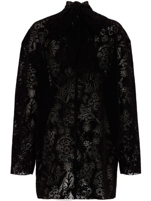 MSGM: Velvet flock lace mini dress