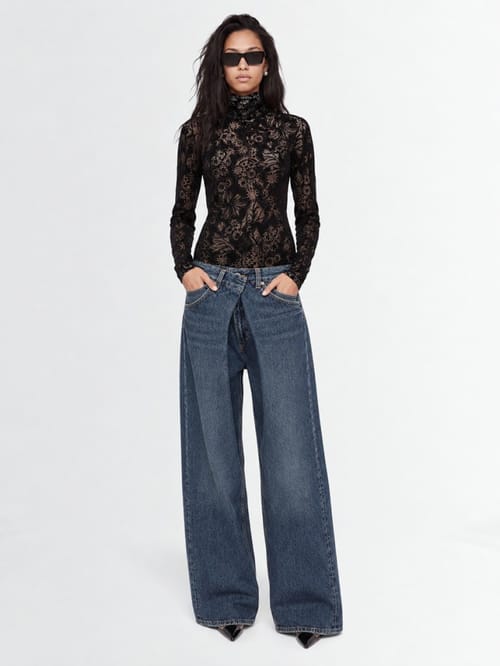 MSGM: Velvet flock lace top