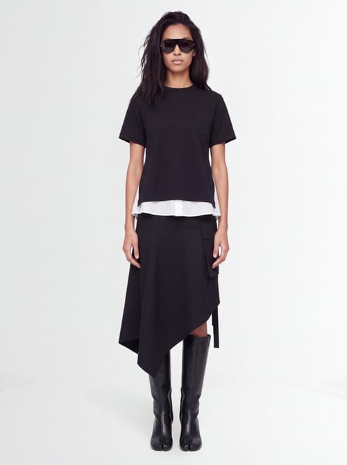 Sacai: Jupe en Melton de Laine