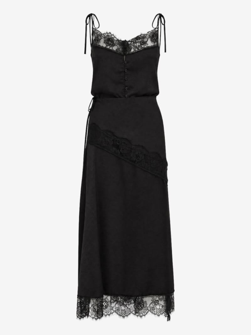 MSGM: Satin long dress with lace