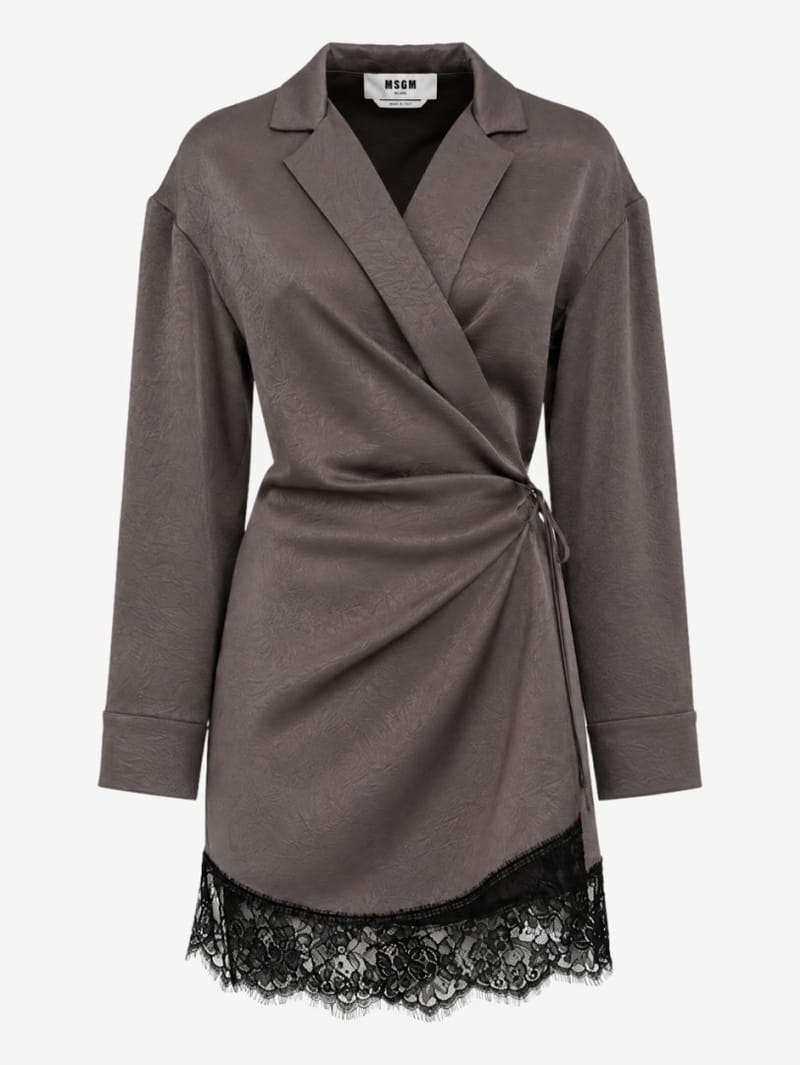 MSGM: Wickelkleid aus Satin mit Spitzendetails
