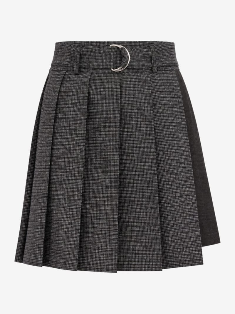 MSGM: Wool pleated mini skirt with belt