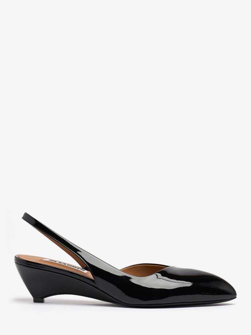 Jil Sander: 45mm Arc patent leather slingback pumps