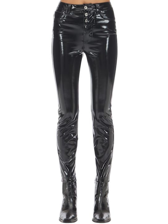 UNRAVEL: ZIPPED VINYL SKINNY LEG PANTS