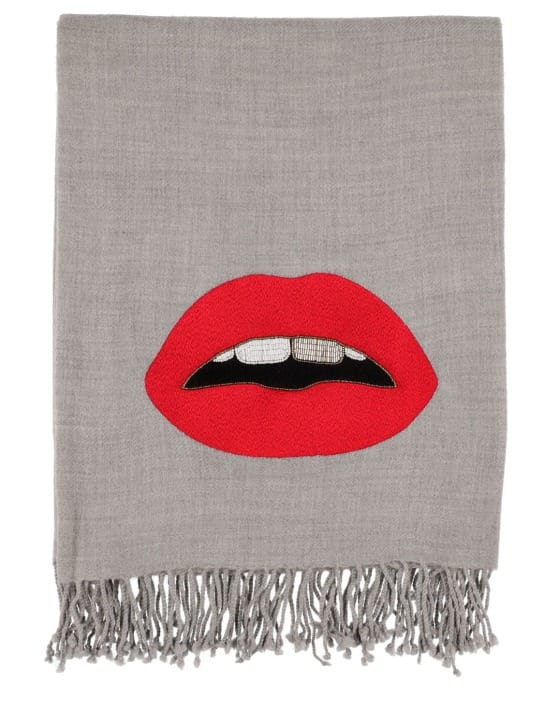 Jonathan Adler: Lips embellished camel & wool throw