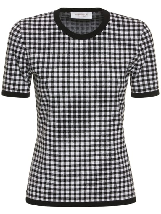 Michael Kors Collection: Viscose blend gingham casual top