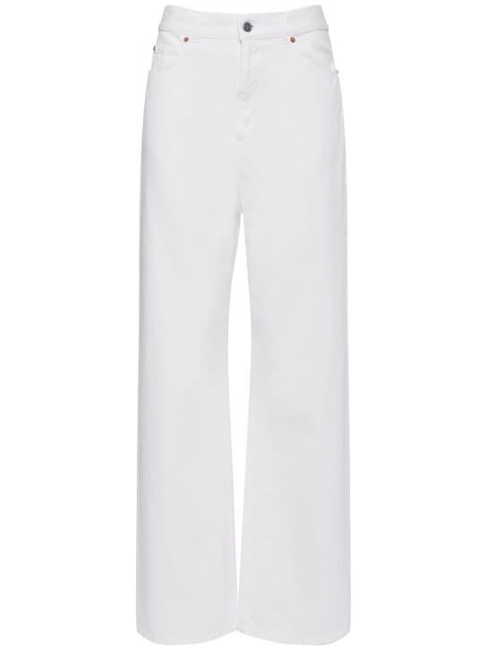 Valentino: High rise cotton denim wide jeans