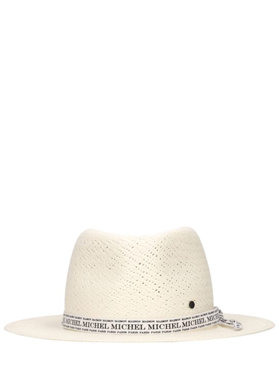 Maison Michel: Andre on-the-go logo straw effect hat
