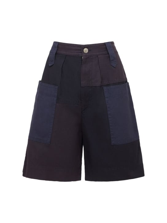 Marant Etoile: Kalerna cotton & linen patchwork shorts