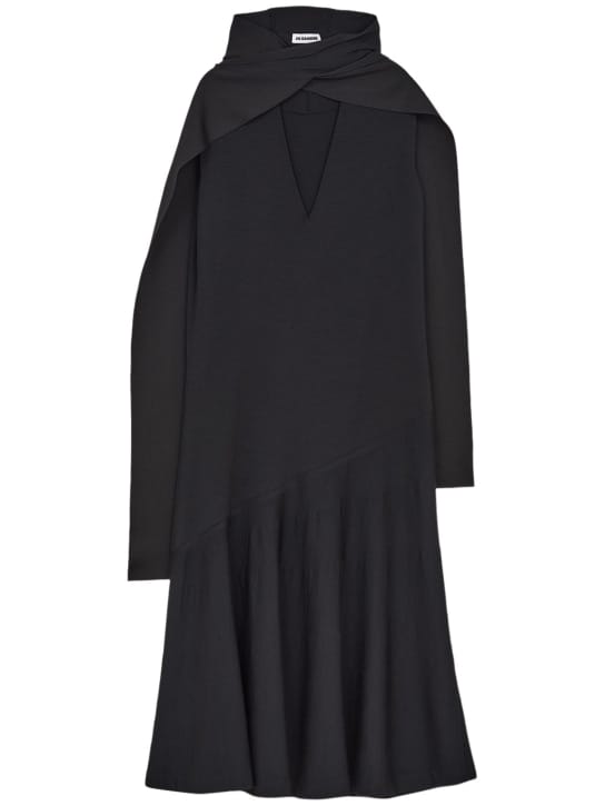 Jil Sander: Vestido midi en mezcla de lana