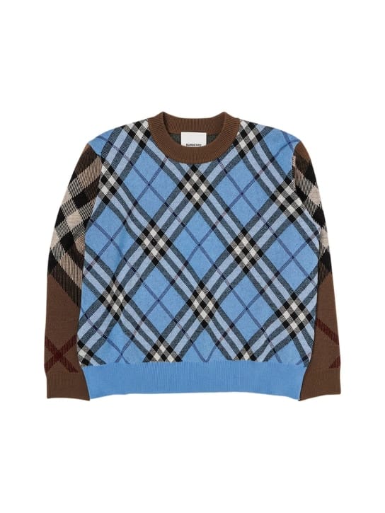 Burberry: Contrast Check wool blend knit sweater