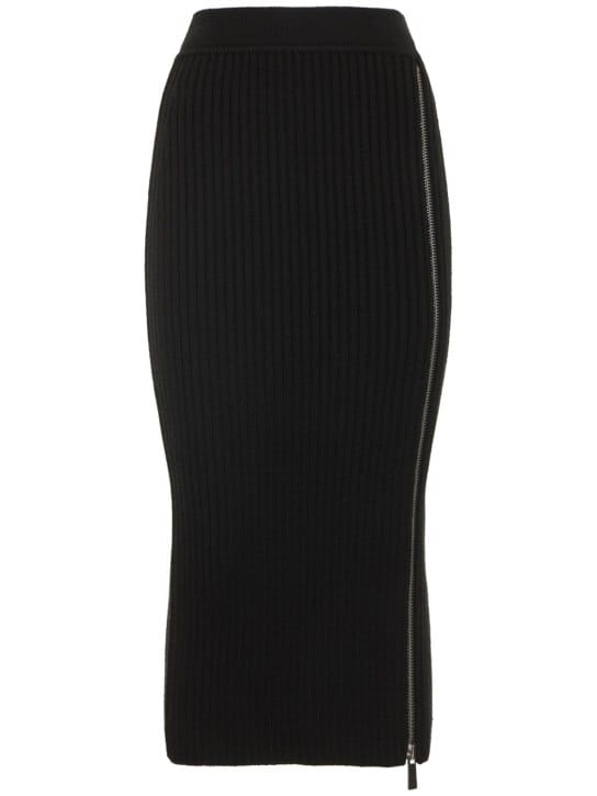 Michael Kors Collection: 罗纹针织羊毛拉链开合迷笛半身裙