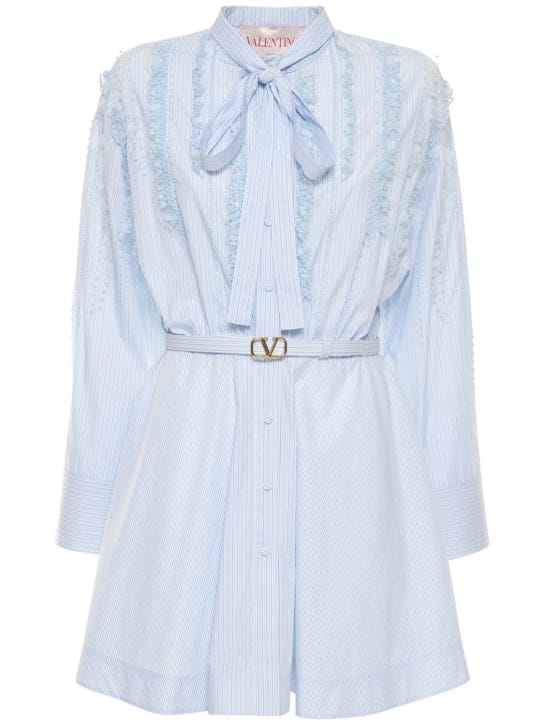 Valentino: Cotton A-line dress with belt