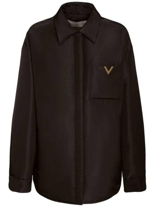 Valentino: 大廓型填充真丝罗缎衬衫