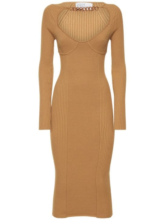 Giuseppe Di Morabito: Ribbed knit cut-out midi dress
