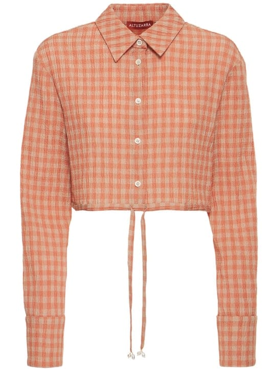ALTUZARRA: Polydora格纹泡泡纱短款夹克
