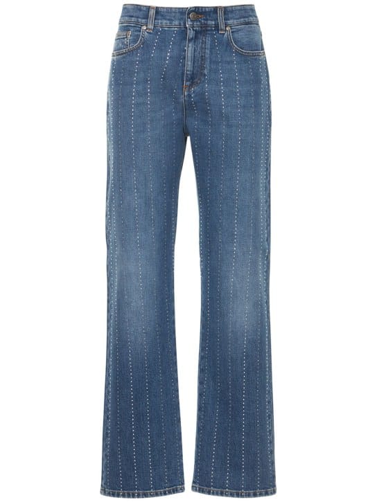 Stella McCartney: 条纹直筒棉质牛仔裤