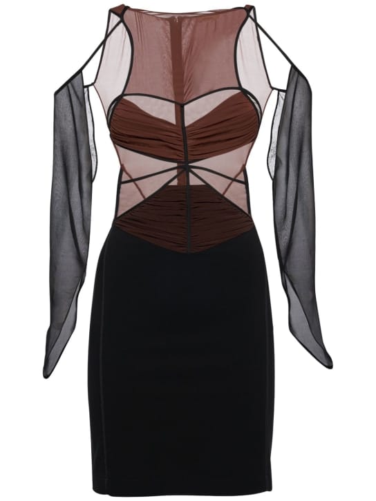 Nensi Dojaka: Fitted mini dress with sheer sleeves