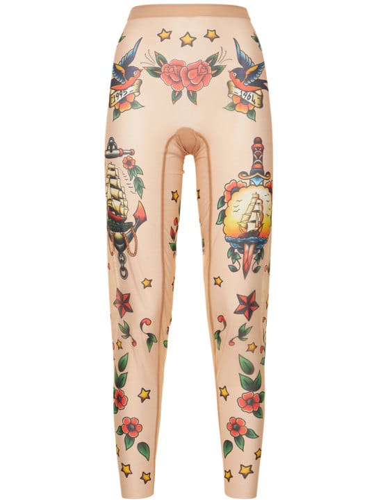 Dsquared2: Tattoo印花透明薄纱紧身裤