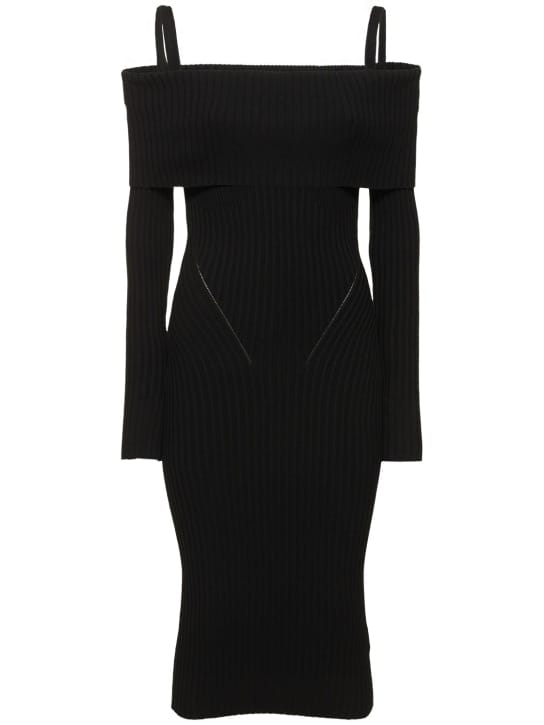 Andreadamo: Off-the-shoulder ribbed knit midi dress
