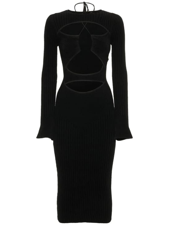 Andreadamo: Ribbed knit cut-out midi dress
