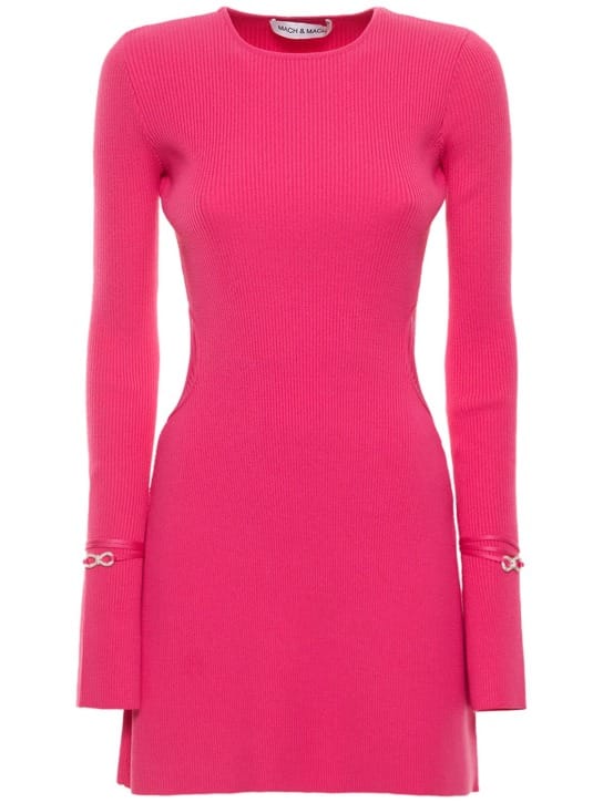 Mach & Mach: Robe trapèze courte en maille côtelée
