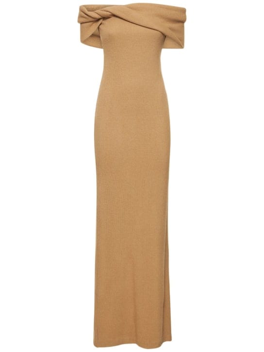Brandon Maxwell: Maxikleid aus Rippstrick mit Wollanteil