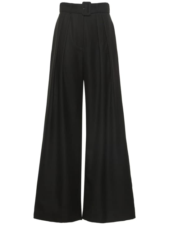 Brandon Maxwell: 系腰带高腰羊毛斜纹阔腿裤