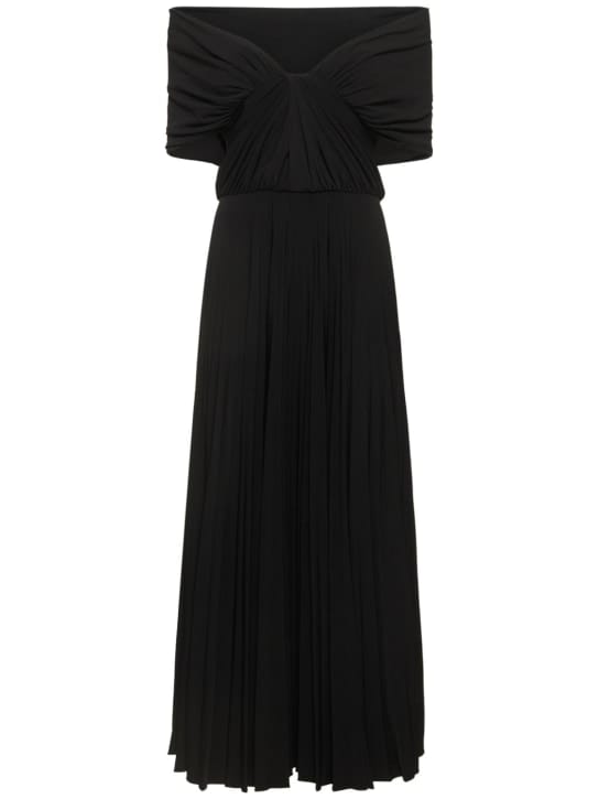 Brandon Maxwell: 露肩垂褶平纹针织迷笛连衣裙