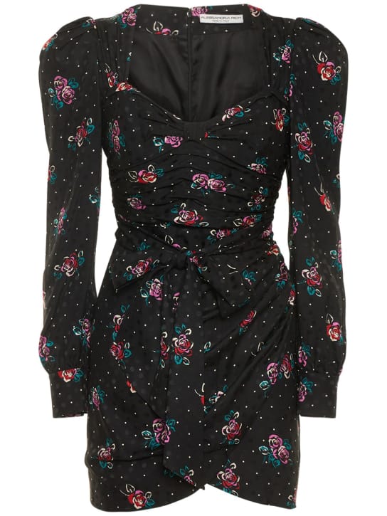 Alessandra Rich: Vestido corto de seda con mangas abullonadas