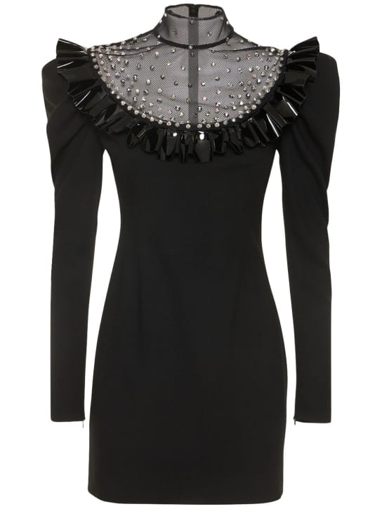 Alessandra Rich: Vestido corto de lana con cristales