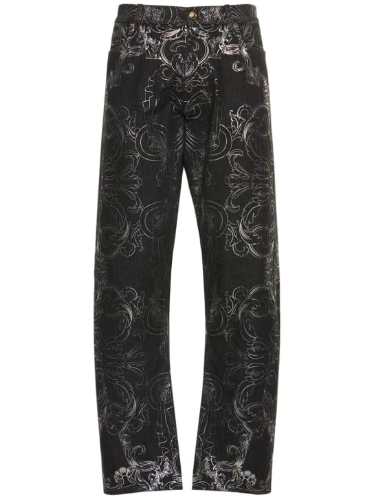 Versace: Barocco棉质直筒牛仔裤