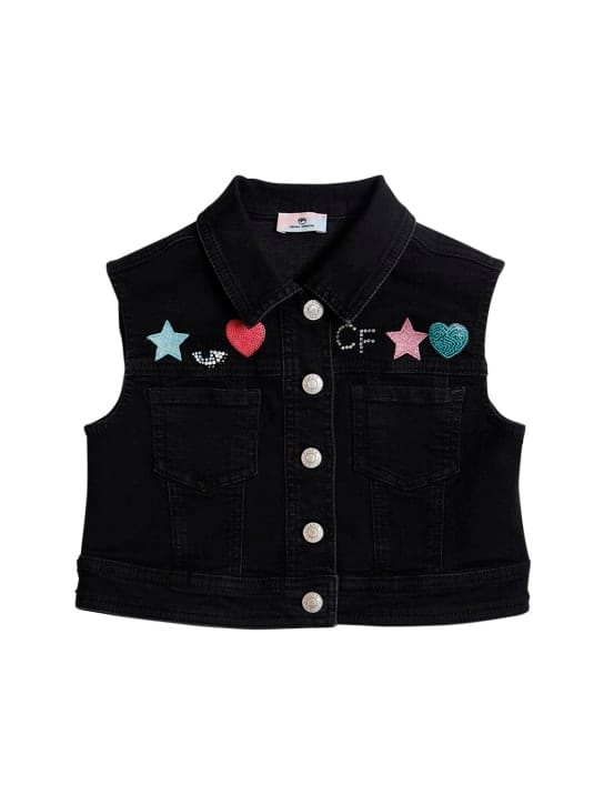 Chiara Ferragni: Logo棉质牛仔效果马甲