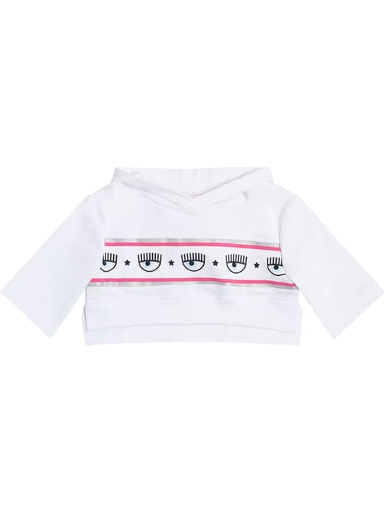 Chiara Ferragni: Logo印花棉质短款卫衣