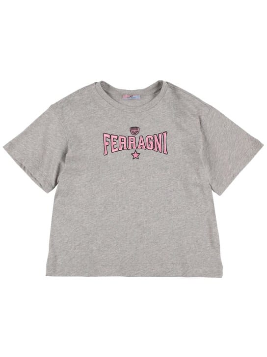 Chiara Ferragni: Logo刺绣棉质平纹针织T恤