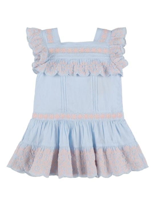 Stella McCartney Kids: 刺绣有机棉薄纱连衣裙